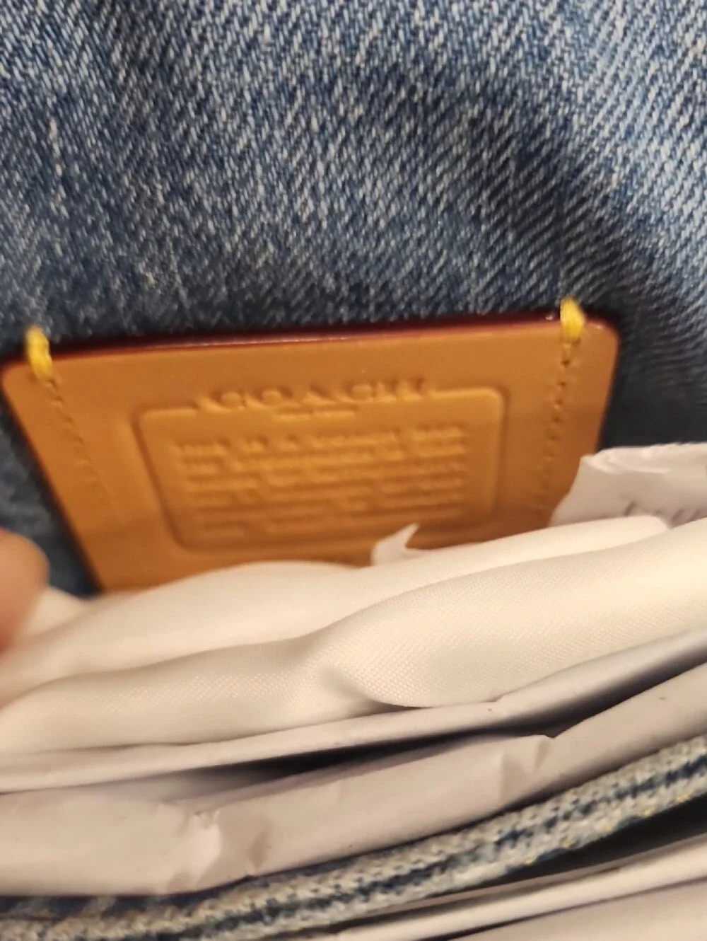 Coach Quilted Denim Crossbody Bag with Gold C Charm